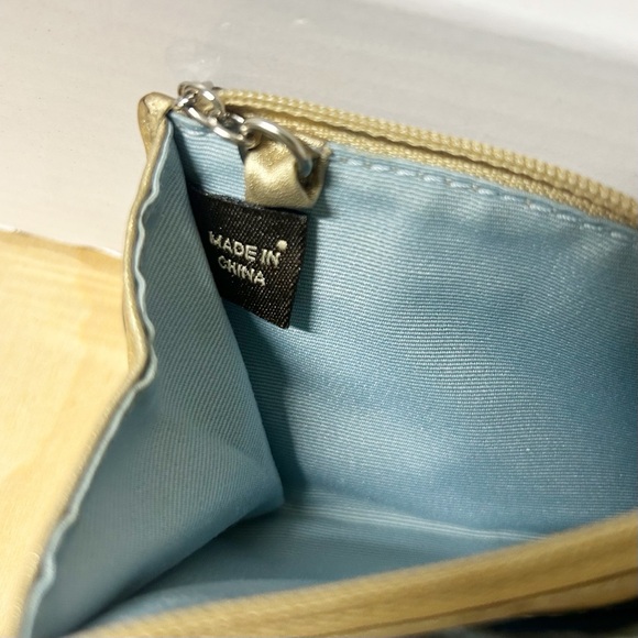 COACH Mini Skinny Leather Key Chain Coin ID Case Wallet Metallic Gold EUC - Picture 8 of 13